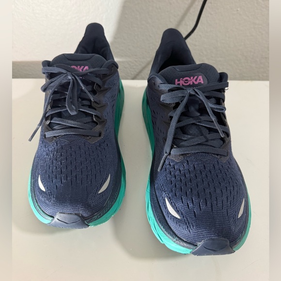 Hoka Dark Blue and Aqua Running Shoes - Picture 3 of 7